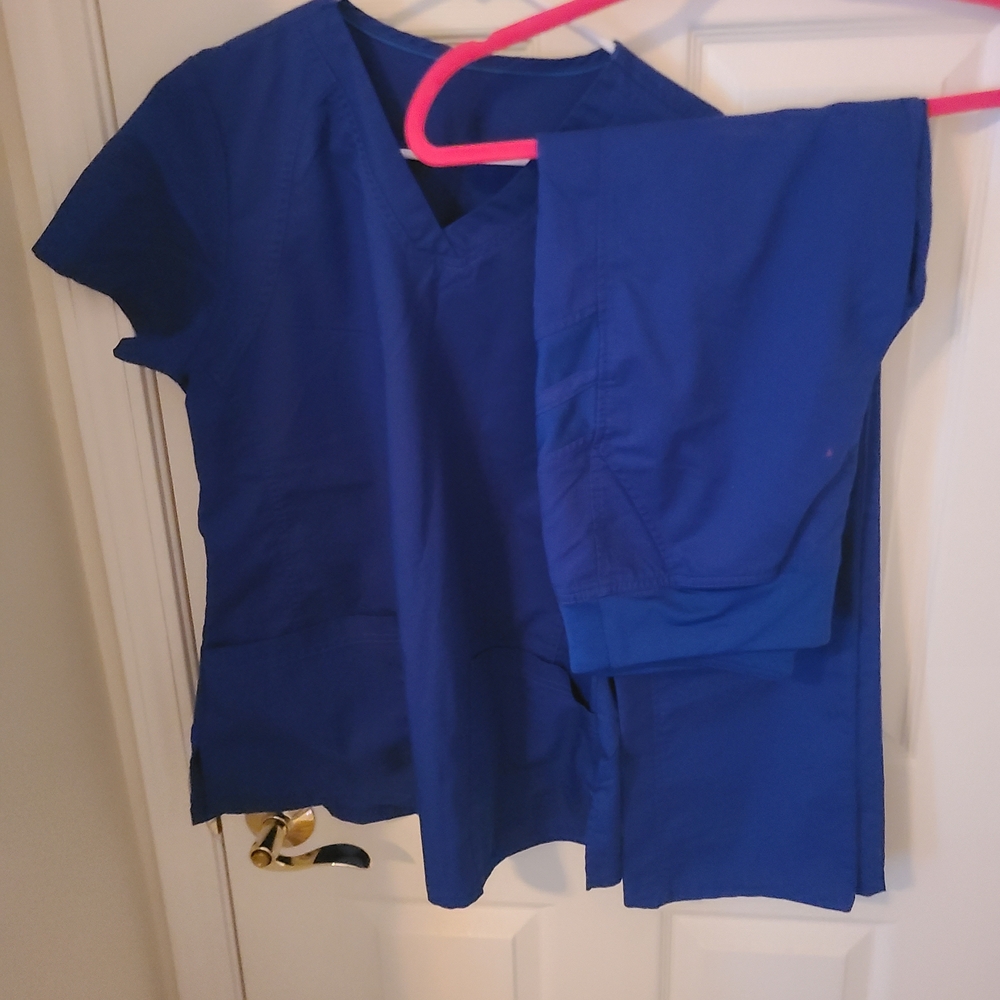 AUW Royal Blue Medical Scrub Top and Pants